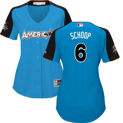 Orioles #6 Jonathan Schoop Blue All-Star American League Women's Stitched MLB Jersey - Click Image to Close